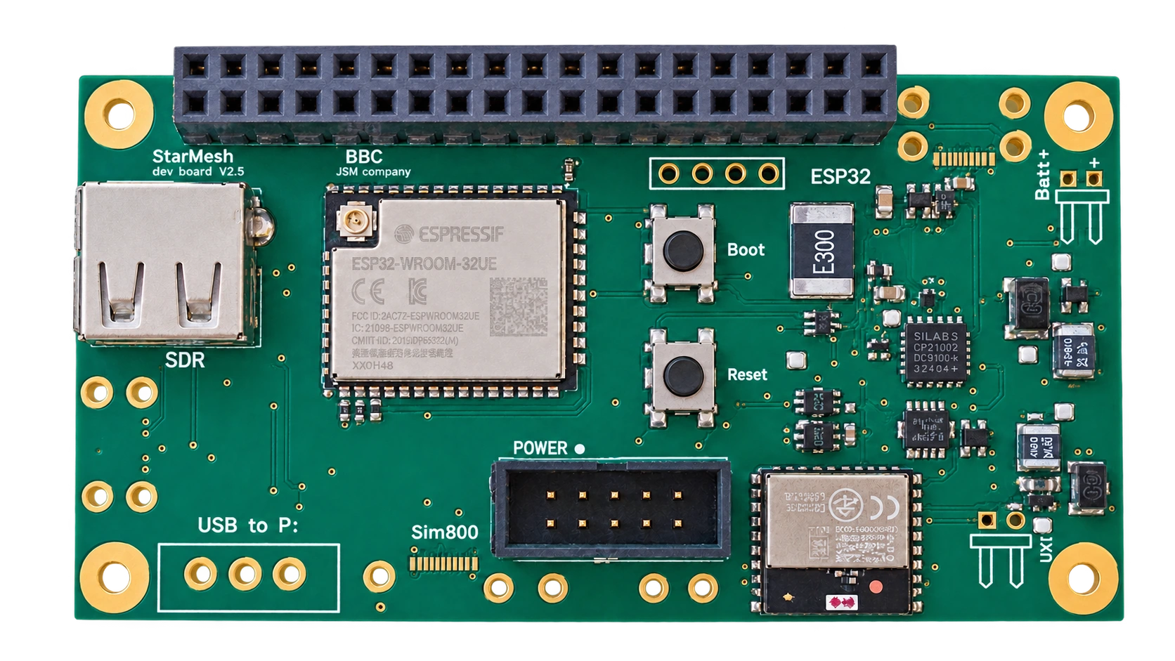 Carte de développement radio StarMesh avec module ESP32 et connectique